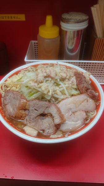 「麺マシ大豚  野菜  ニンニク  油」@ラーメン二郎 上野毛店の写真