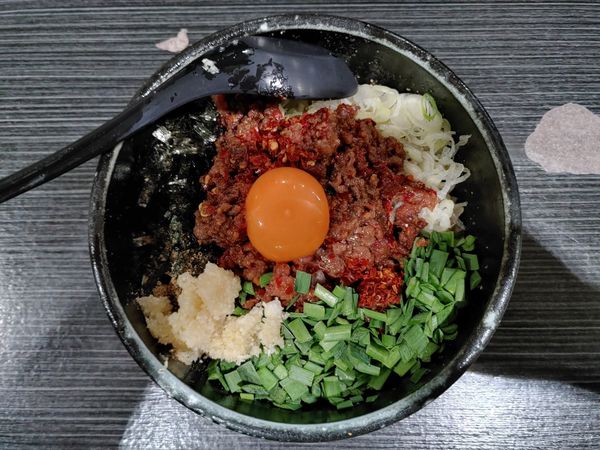 「台湾まぜそば　辛め」@らーめんまぜそば あらし 錦本店の写真