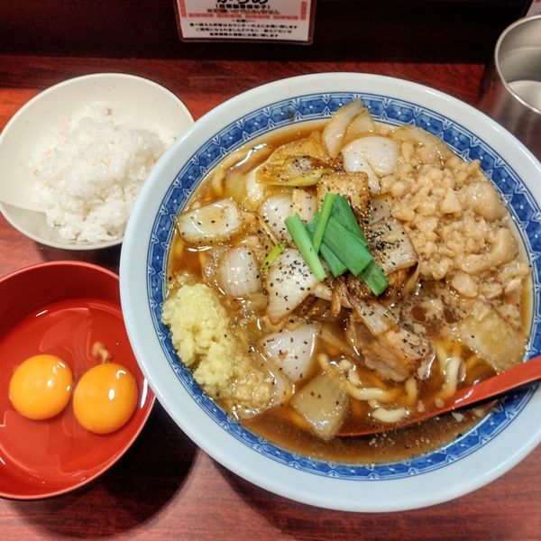 「スタミナ中華セット､生卵」@中華そば たた味の写真