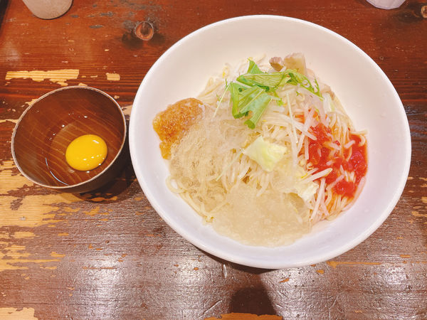 「【限定】冷やしまぜそば+生卵」@ラーメン無限大 津田沼店の写真
