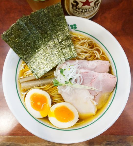 「特製醤油らあめん＋赤星(中瓶)」@らあめんCloverの写真