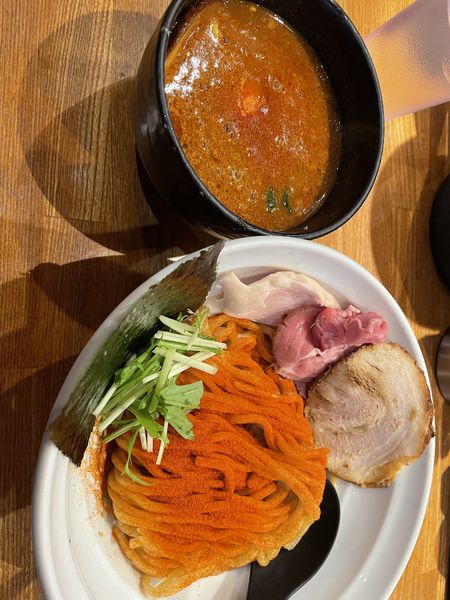 「大辛つけ麺　メルマガ登録で全部トッピング」@つけ麺 R&Bの写真