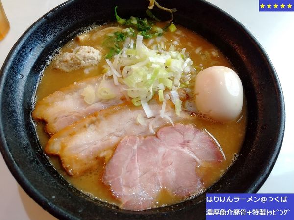「濃厚魚介豚骨+特製トッピング」@はりけんラーメンの写真