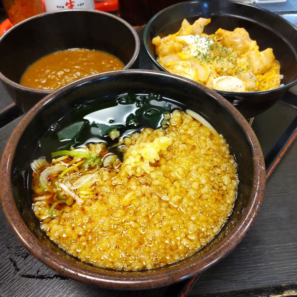 「揚げ鶏親子丼セット（￥680）＋カレールー（クーポン）」@ゆで太郎 平和島店の写真