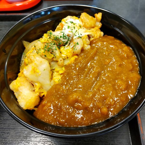 「揚げ鶏親子丼セット（￥680）＋カレールー（クーポン）」@ゆで太郎 平和島店の写真