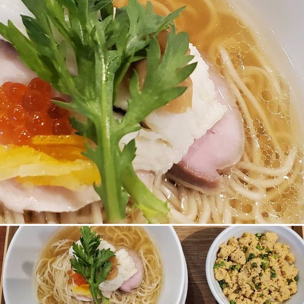 「鱧そば(大盛)＋鱧真子の玉子とじ茶漬け」@麺処しろくろの写真