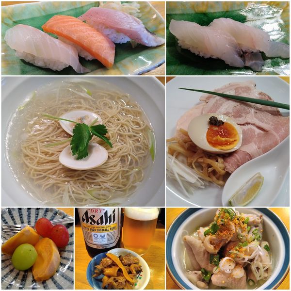 「蛤らぁーめん（塩） 日替わり寿司三貫セット ￥1300」@寿司・割烹 のはらの写真