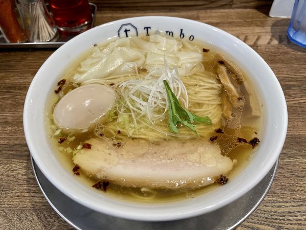 「サッポロラガービール赤星→ 味玉汐の旨味ソバ ＋ 皮ワンタン」@Tomboの写真