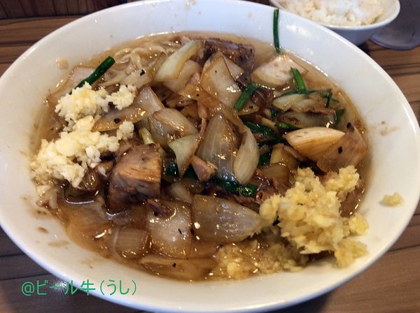 「スタミナ(850円)、twitterサービス(小ライス、卵)」@ヒノブタスタミナ 南越谷店の写真