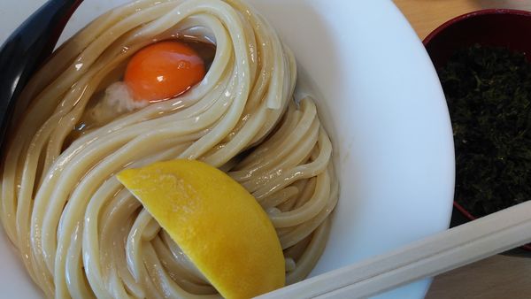 「TKM　麺ゆで前350g レモン バラのり」@中華そば つけ麺 村岡屋の写真