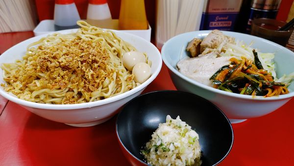 「大・ゆず汁なし・鬼おろし大葉MIX・ピリ辛ニラダレ」@ラーメン二郎 中山駅前店の写真