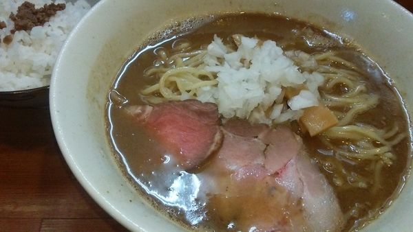 「魚介らーめん 750円＋ごはん 100円」@麺屋 清水の写真