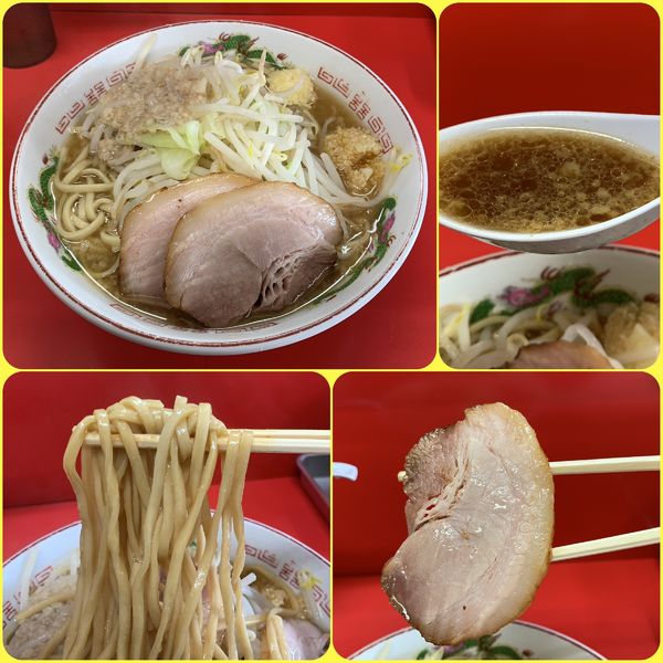 「ラーメン¥750（麺硬め・ニンニクマシ・アブラ）」@赤ひげラーメンの写真