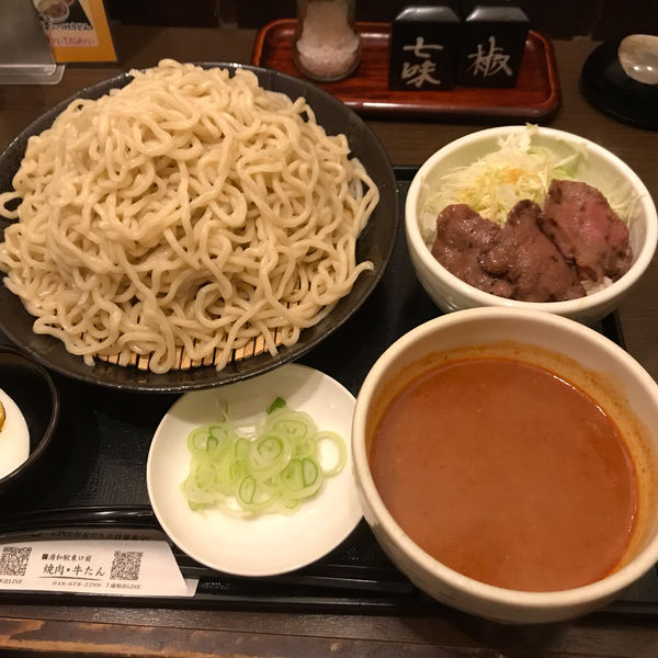 「ユッケジャンつけめんとミニ牛タン丼定食」@うらいちの写真