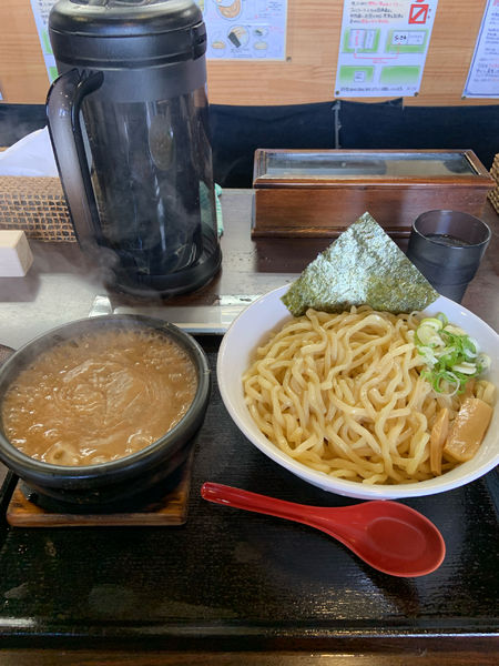 「つけ麺2倍盛り＋サービスライス」@つけ麺 らいこうの写真