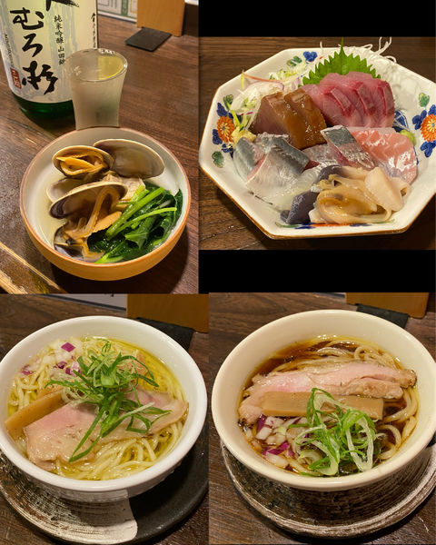 「雉そば食べ比べ (醤油と塩をハーフずつ)・他」@立ち呑み居酒屋 金町製麺の写真