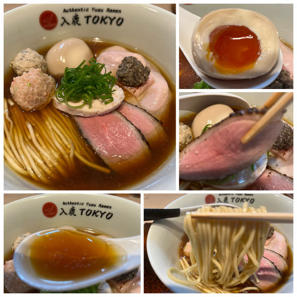 「ポルチーニ醤油らぁ麺 980円＋特製トッピング 450円」@入鹿TOKYOの写真