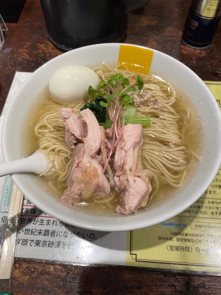 「塩生姜ラーメン味玉入り（麺大盛り）」@塩生姜らー麺専門店MANNISHの写真