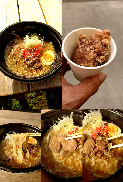 「『タバラーメン+鹿の竜田揚げ(￥1100+500)』」@タバジビエキッチンカーの写真