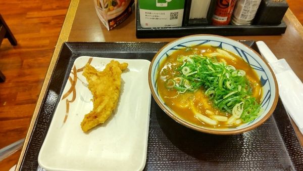「カレーうどん＆かしわ天」@丸亀製麺 カレッタ汐留店の写真