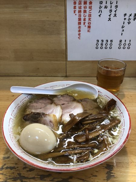 「中華そば中、玉子、シナチク、チャーシュー」@中華そば さとうの写真