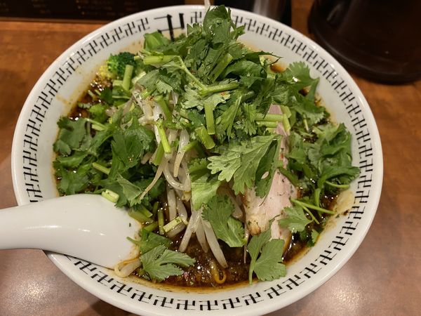 「スパイス・パクチーラー麺 1030円＋もやし 100円」@スパイス・ラー麺 卍力 秋葉原店の写真