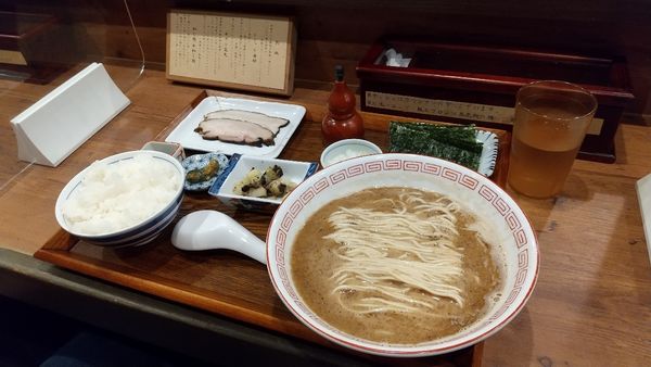 「#炭焼濃厚中華そば #秋刀魚定食 #1100円」@炭火焼濃厚中華そば 奥倫道の写真