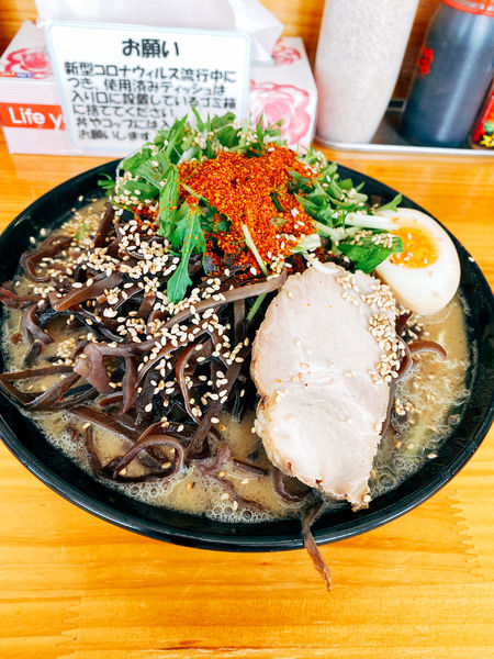 「塩豚骨ラーメン　キクラゲ」@豚骨ラーメン 新井商店の写真