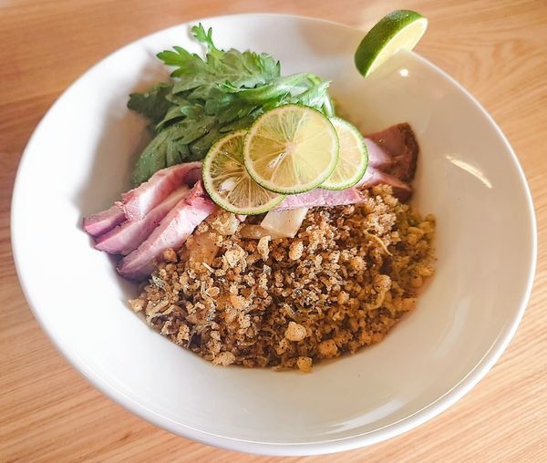 「大倉園芸の春菊とジャコの和えそば【期間·数量限」@麺 㐂色の写真