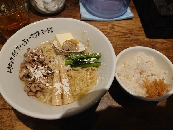 「潮まぜそば 貝だしごはん」@Tokyo Bay Fisherman’s Noodle 茅ヶ崎店の写真