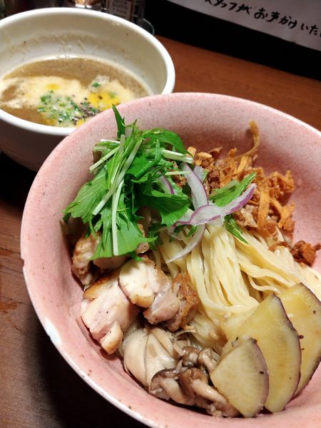 「さつまいもときのこのポタージュつけ麺・ジェノベーゼソース増し」@麺処 はら田の写真