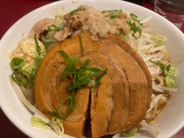 「らーめん濃厚(並)＋ヤサイ少な目＋ネギ＋ニンニク」@豚らーめん ミドリカワの写真