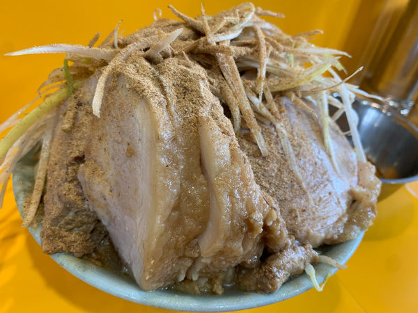 「小ブタ　生姜　葱　和風BB  生卵　ニンニクマシマシアブラ」@ラーメン二郎 八王子野猿街道店2の写真