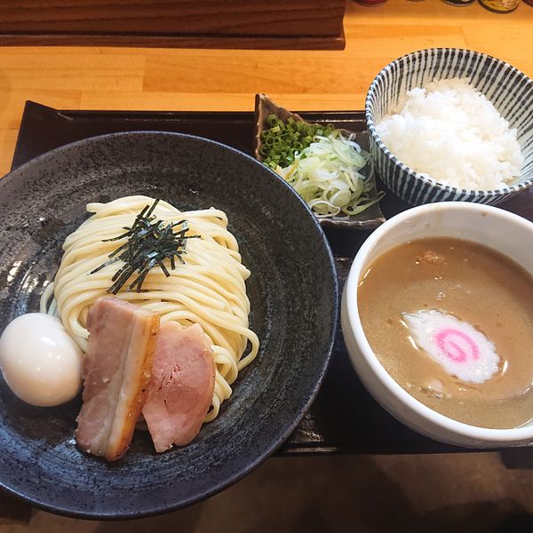 「味玉濃厚つけそば1150円、ライス100円」@つけ蕎麦 中華蕎麦 尚念 南松本店の写真