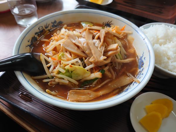 「地獄ラーメン3辛+餃子のBセット」@らーめん 55の写真