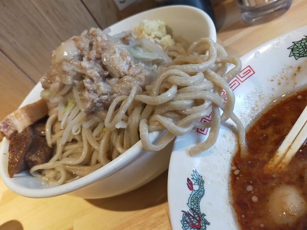 「蝦つけ・大2 650（熱盛・脂・にんにく）」@ラーメン緑山の写真