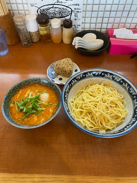 「海老辛つけ麺(大盛り、味玉)¥1,050円」@中華そば 中村屋の写真