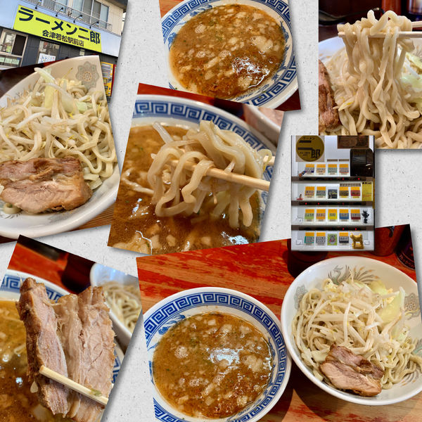 「小つけ麺エビ味(麺･野菜少な目、ﾆﾝﾆｸ少、豚1枚）950円」@ラーメン二郎 会津若松駅前店の写真