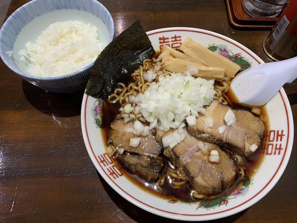 「元祖竹岡式ラーメン880+小ライス50=930円」@元祖竹岡式ラーメン 竹福の写真