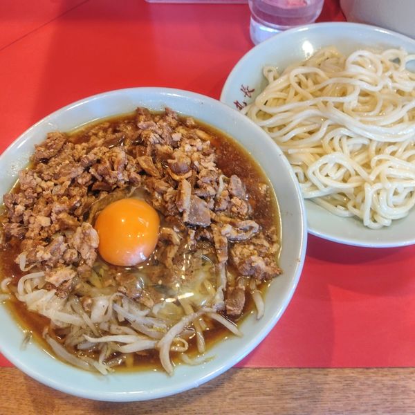 「チャシューやさいつけそば､生卵」@丸長 目白店の写真