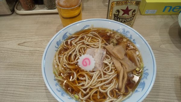 「サッポロラガー赤星+メンマ皿→らーめん(¥1,200)」@らーめん 高尾の写真