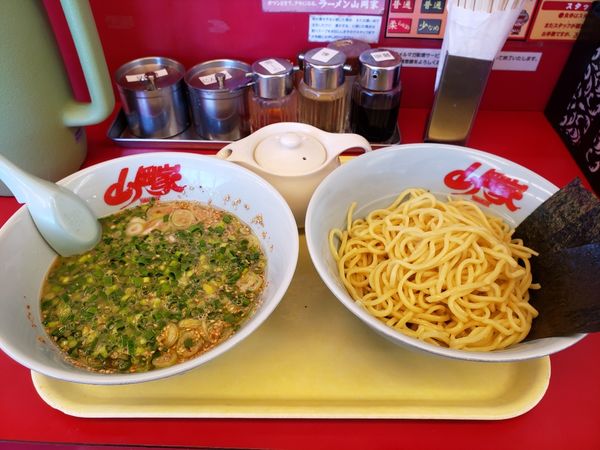 「正油つけ麺+青ネギ」@ラーメン山岡家 太田店の写真