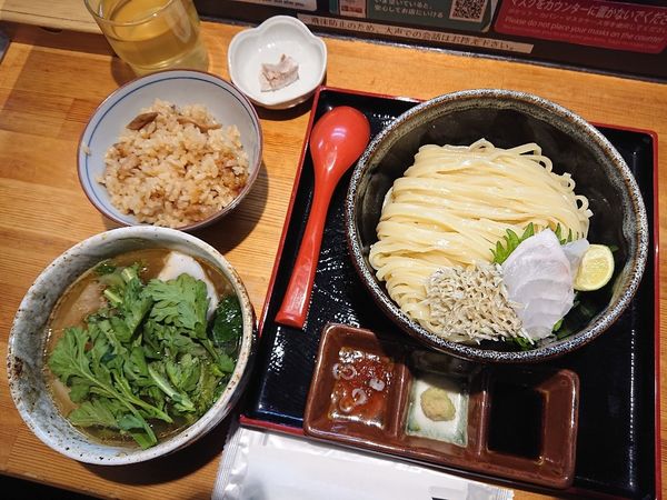 「創作塩つけ麺「和歌山県田辺産 九絵」、松茸ごはん」@ラーメン 巌哲の写真