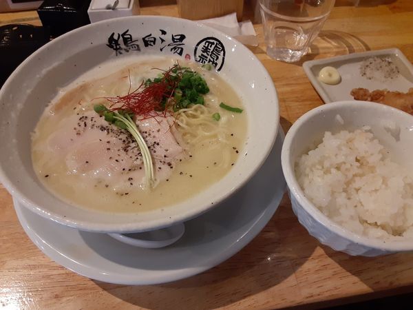 「鷄白湯ラーメン　ランチセット」@泉鶏白湯鶏神の写真