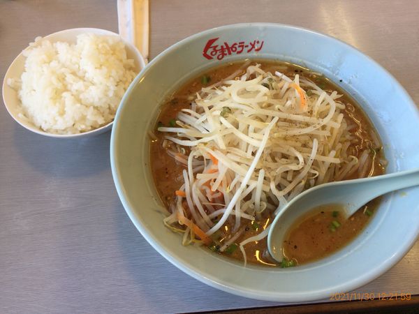 「味噌ラーメン 630円(税込) + ライス(サービス)」@くるまやラーメン 西船橋店の写真