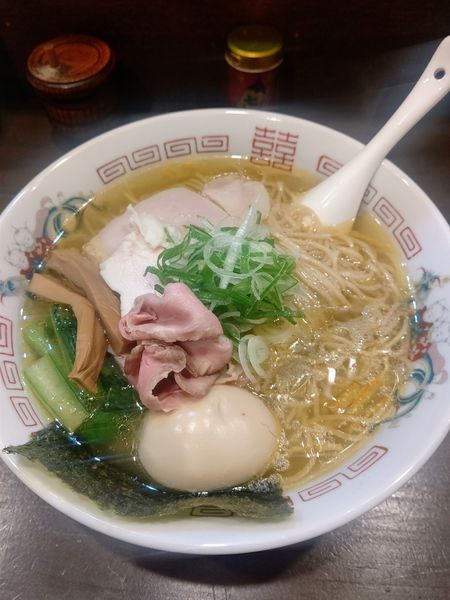 「味玉そば(鶏)+大盛」@麺屋 誠栄の写真