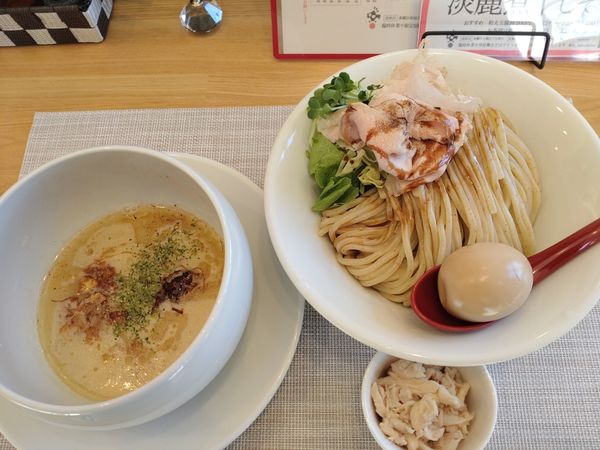 「濃厚味玉鶏ほぐし鶏つけそば大盛」@鶏らぁ麺laboの写真