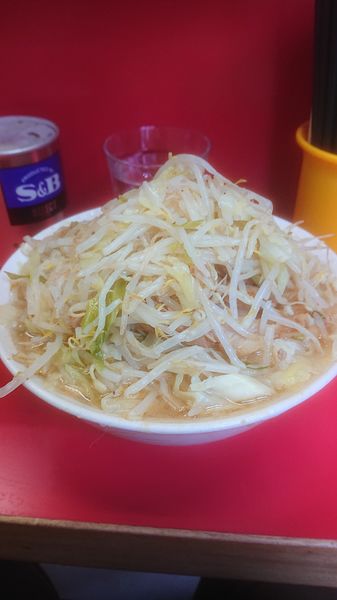 「小豚  野菜マシ  ニンニク  カラメ」@ラーメン二郎 三田本店の写真