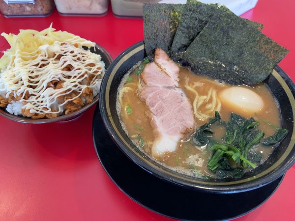 「ラーメン　ライス」@家系ラーメン 王道 神道家の写真