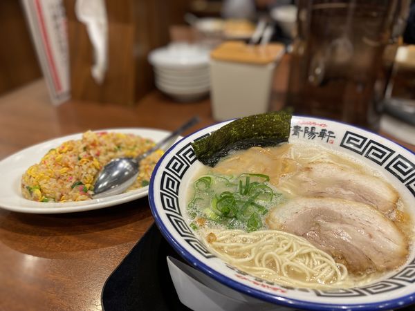 「屋台仕込みラーメン 650円 焼きめし 308円」@久留米ラーメン 清陽軒 ゆめモール柳川店の写真